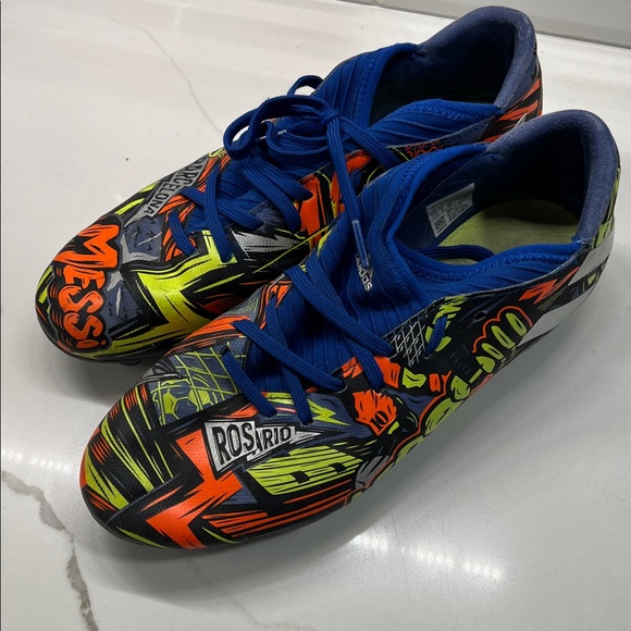Adidas  Messi Blue and Orange Soccer Cleats - Picture 1 of 3